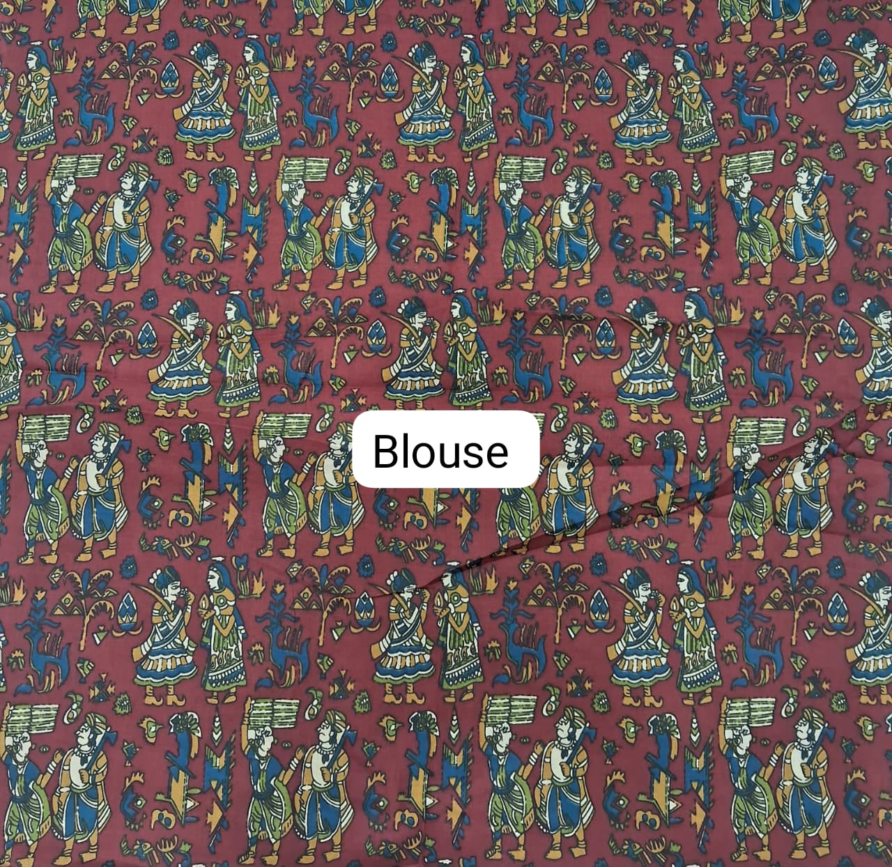 Blue Plain Linen Cotton Saree blouse