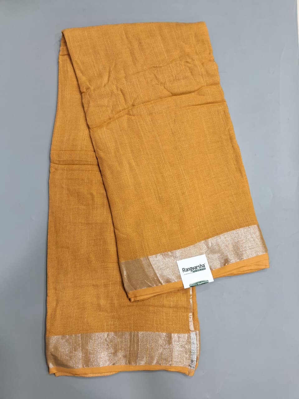 Light Yellow Plain Linen Cotton Saree
