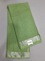 Seafoam Green Plain Linen Cotton Saree