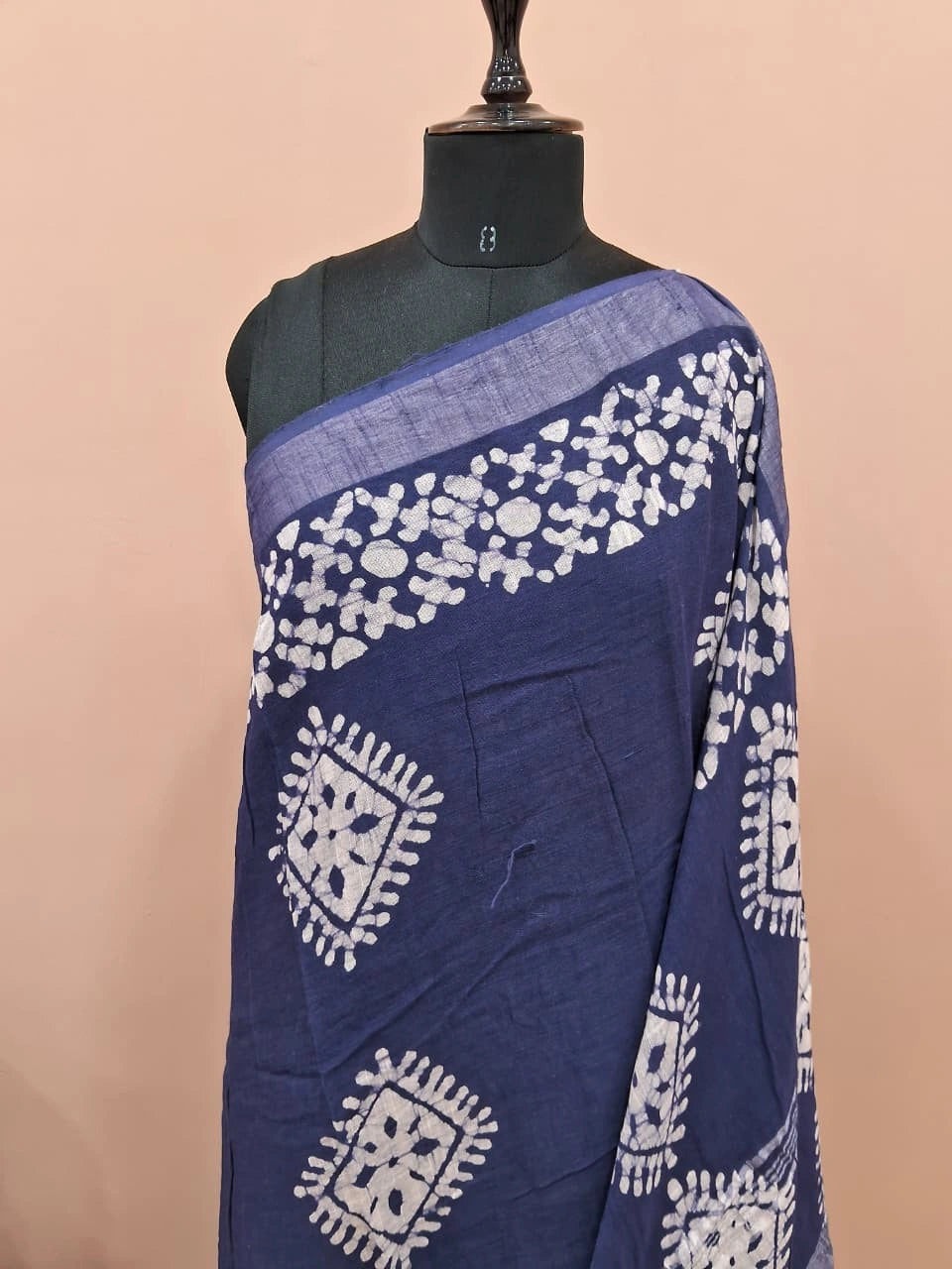 Blue Linen Cotton Saree 