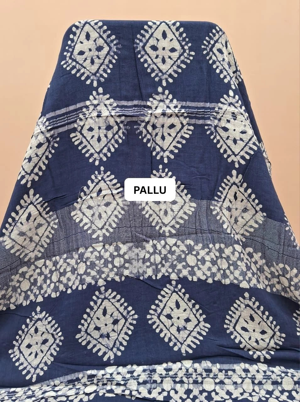 Blue Linen Cotton Saree pallu