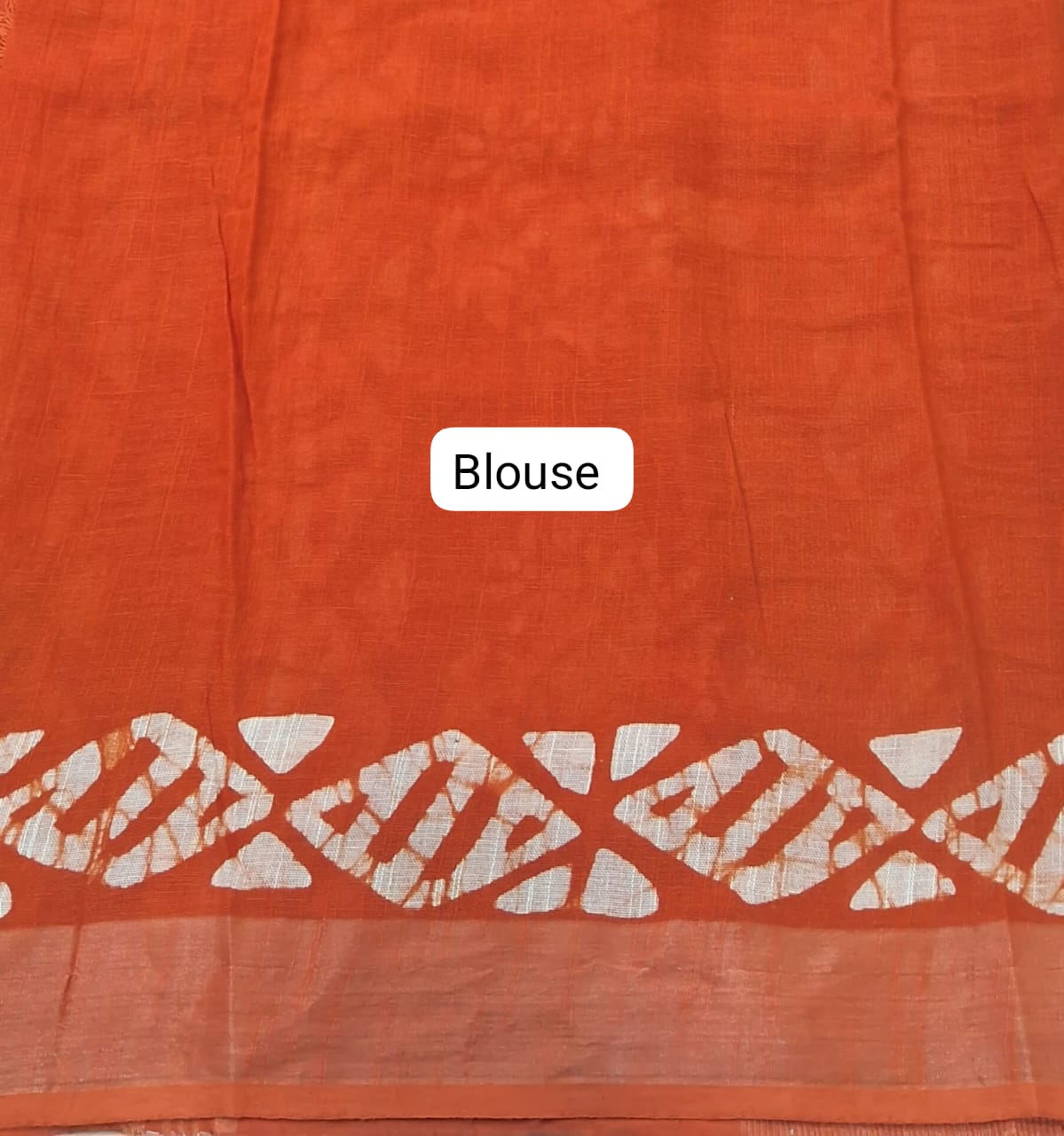 Orange Linen Cotton Saree blouse