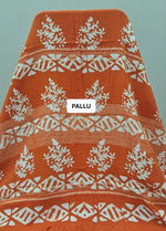 Orange Linen Cotton Saree pallu