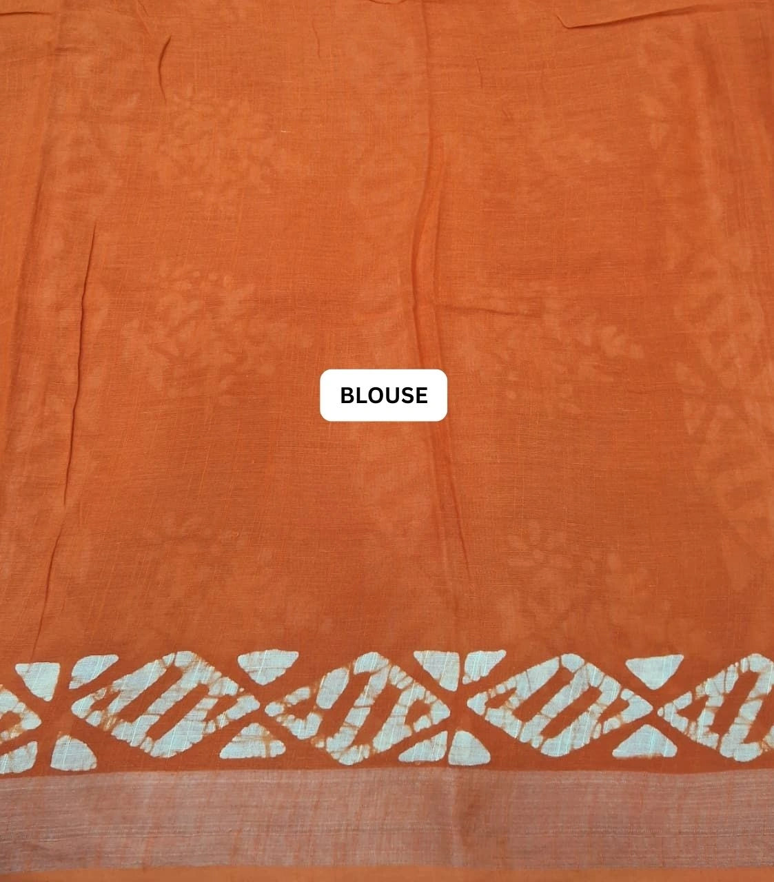 Orange Linen Cotton Saree blouse