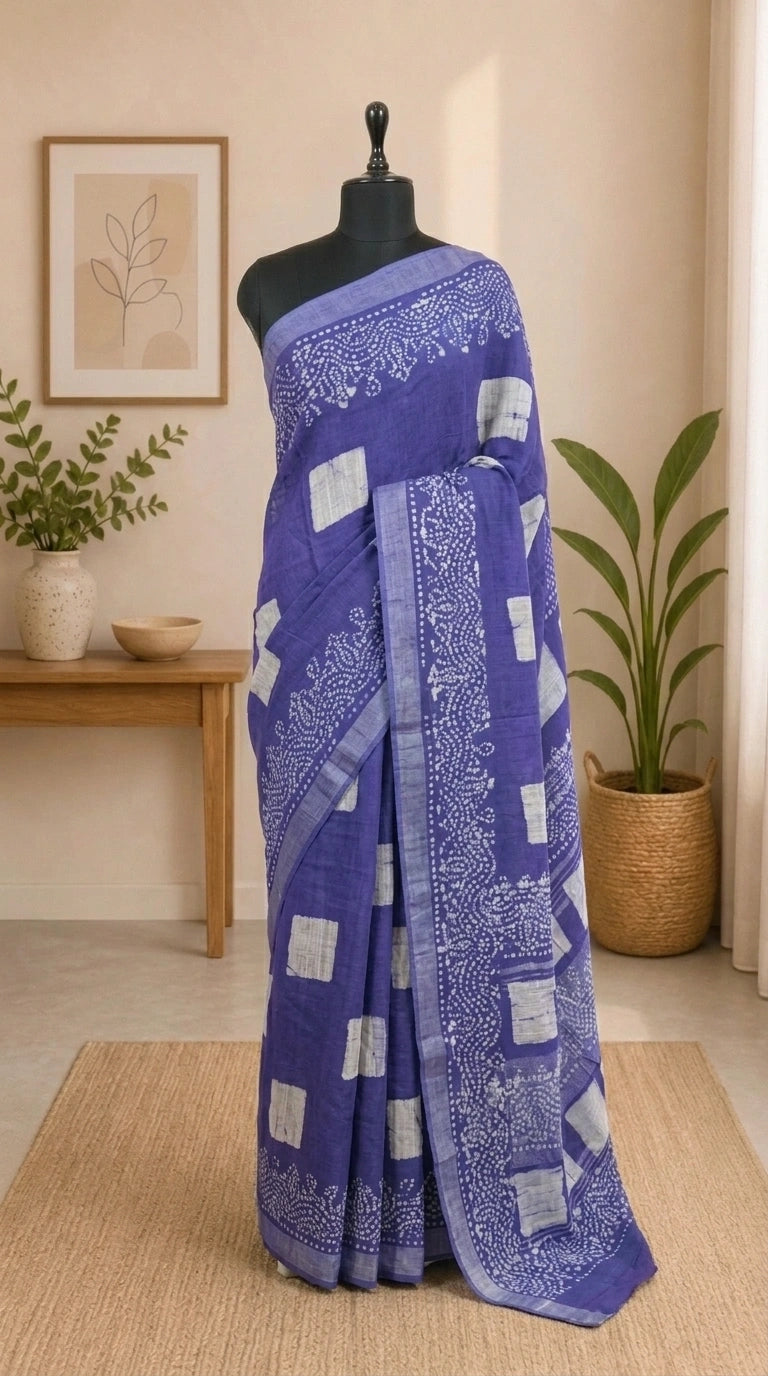 Lavender Linen Cotton Saree