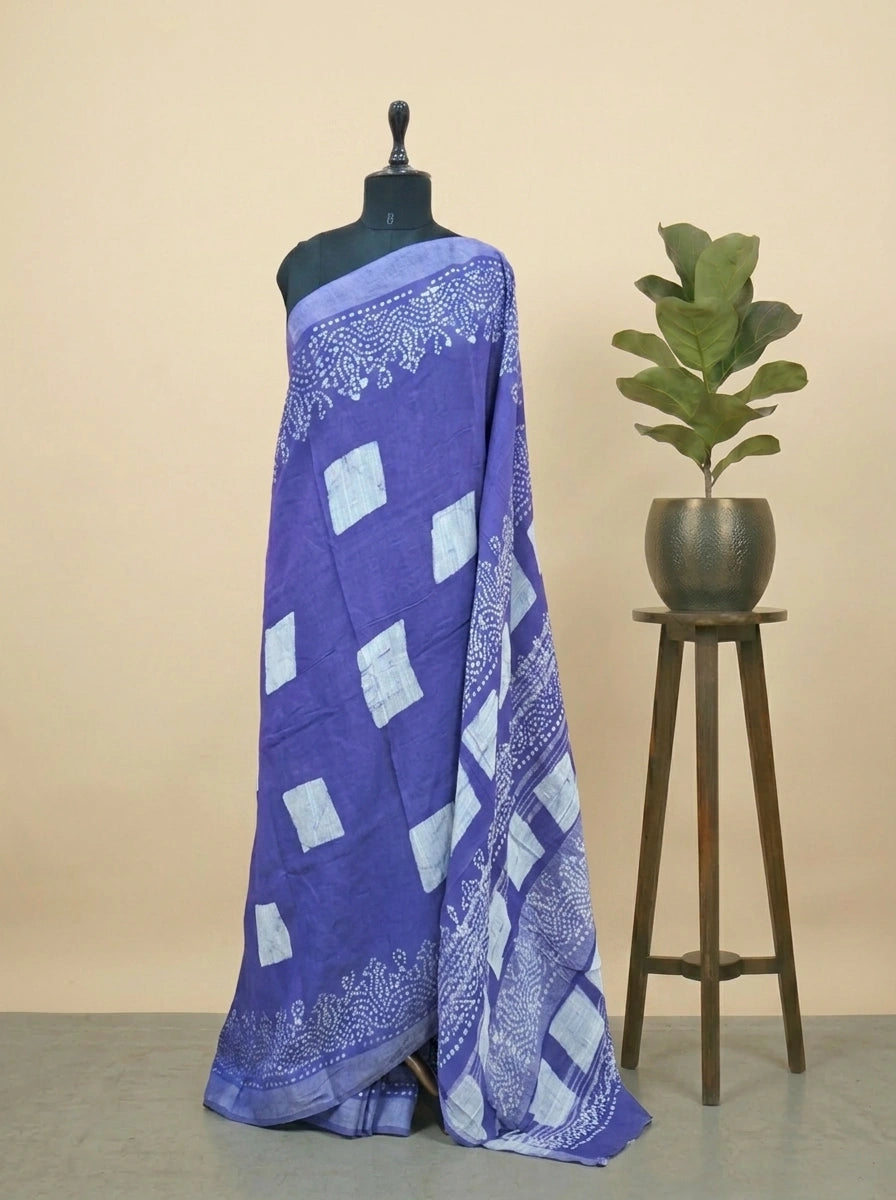 Lavender Linen Cotton Saree