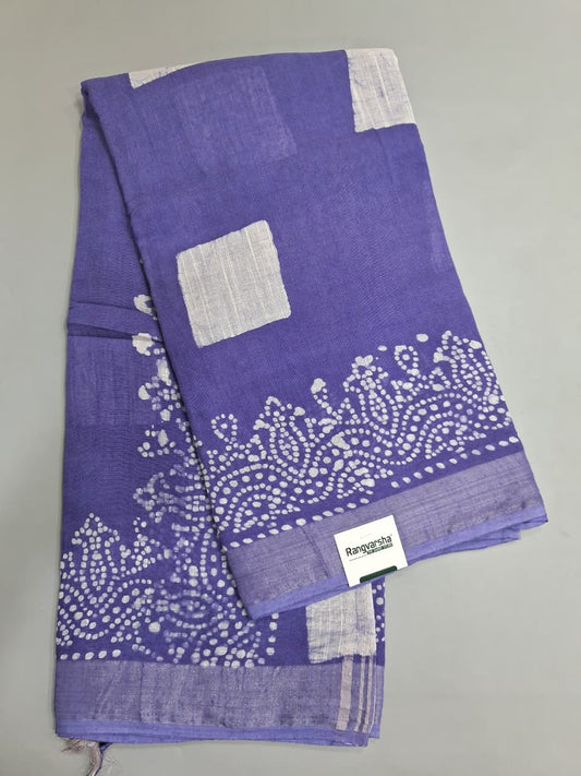 Lavender Linen Cotton Saree