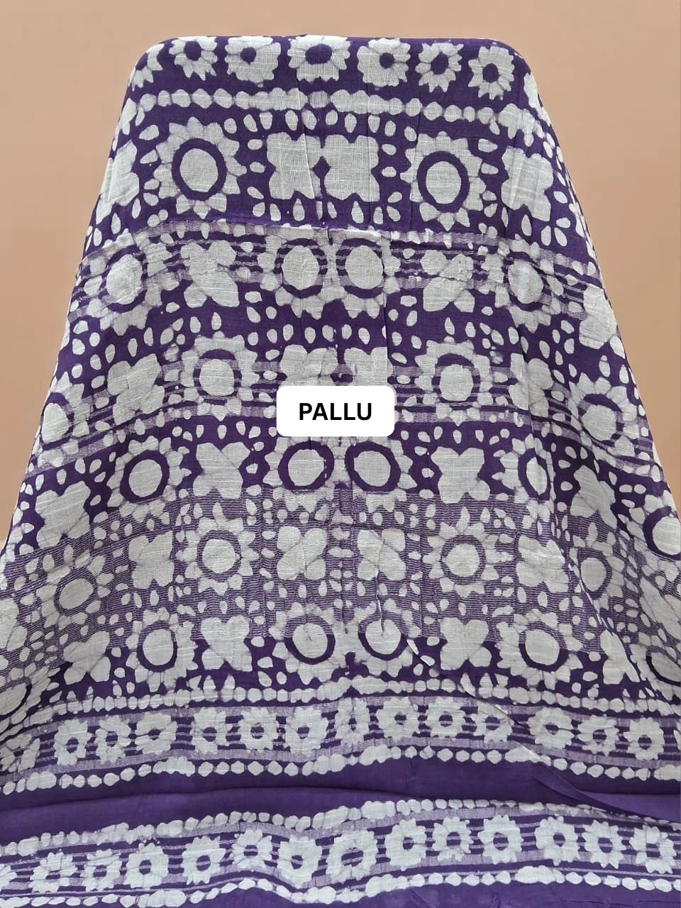 Purple Linen Cotton Saree pallu