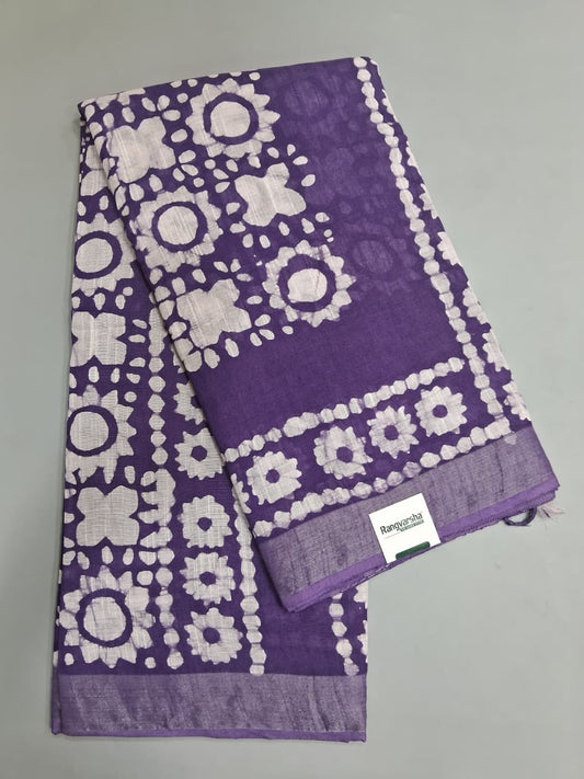 Purple Linen Cotton Saree