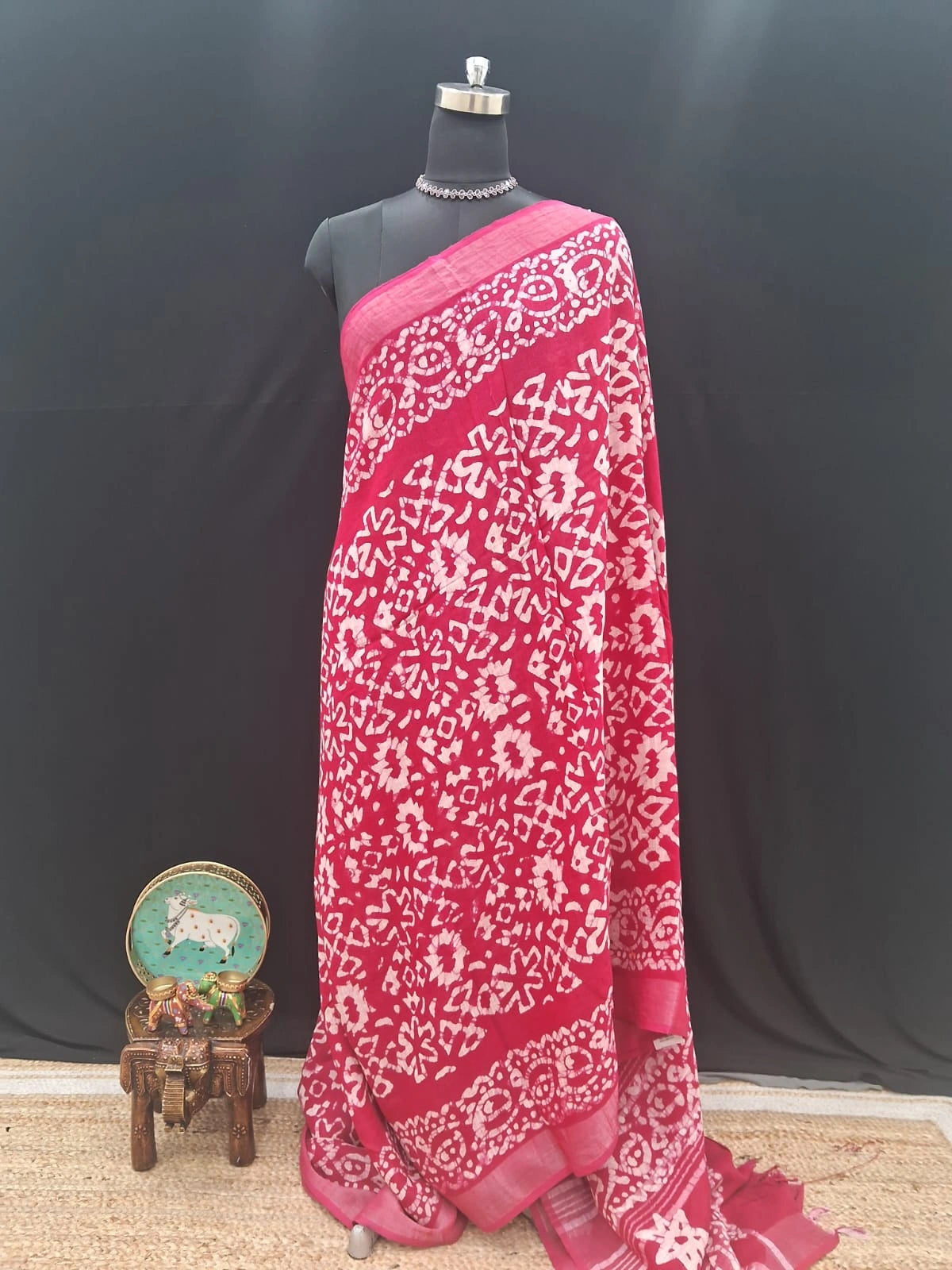 Pink Linen Cotton Saree
