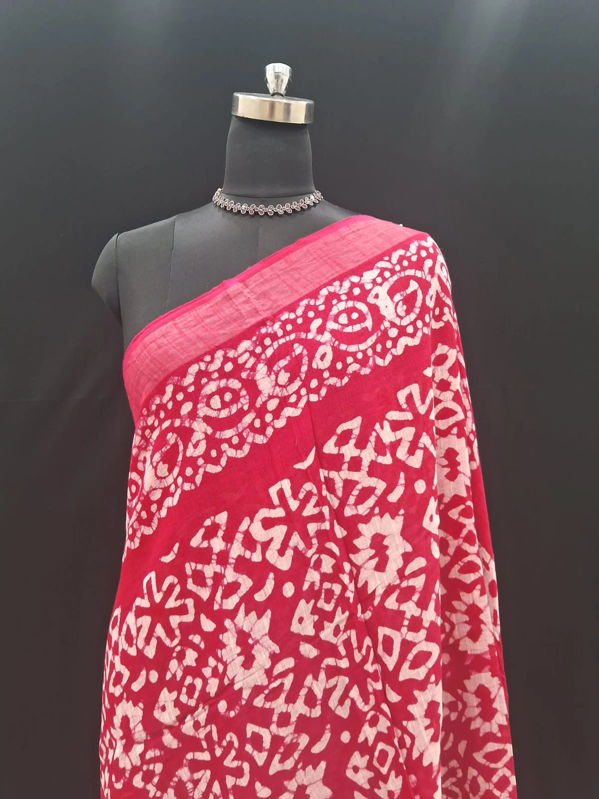 Pink Linen Cotton Saree 1