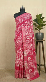 Pink Linen Cotton Saree