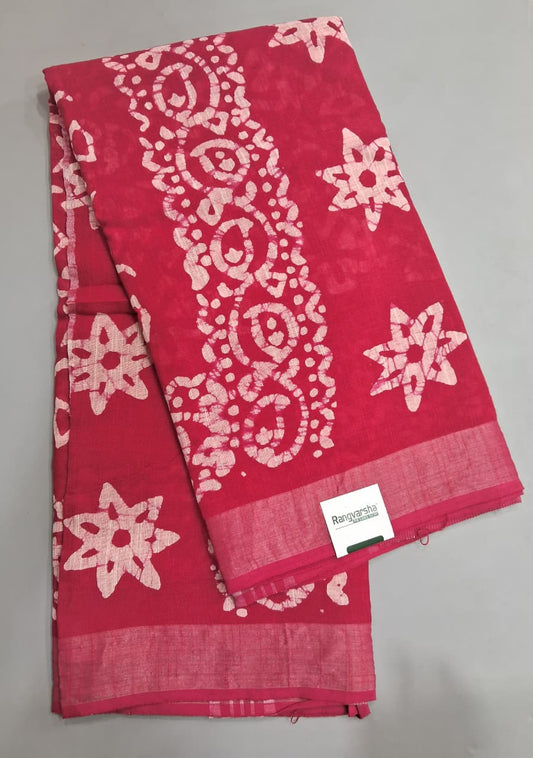 Pink Linen Cotton Saree