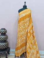 Mustard Yellow Linen Cotton Saree