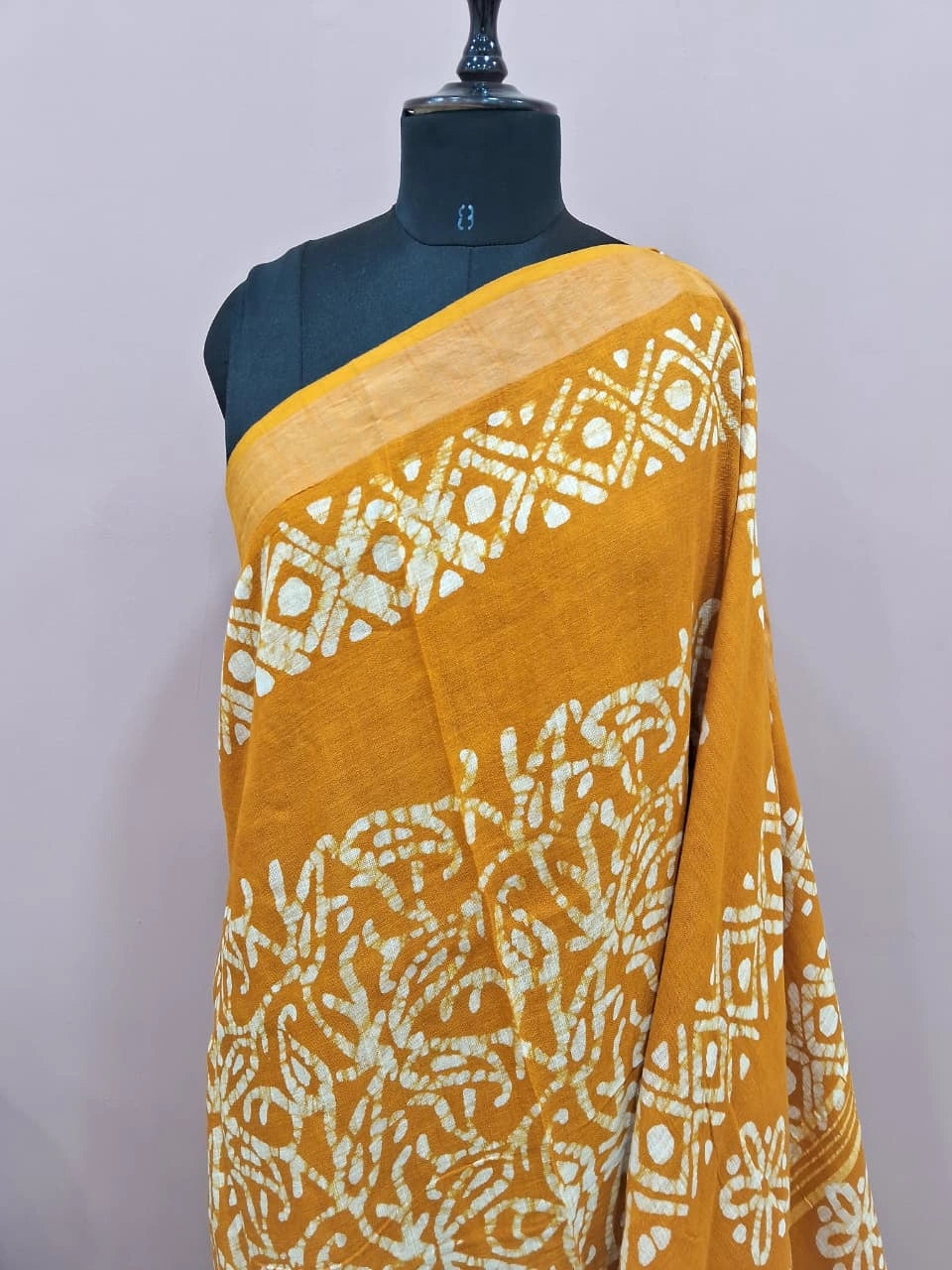 Mustard Yellow Linen Cotton Saree 