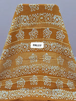 Mustard Yellow Linen Cotton Saree pallu