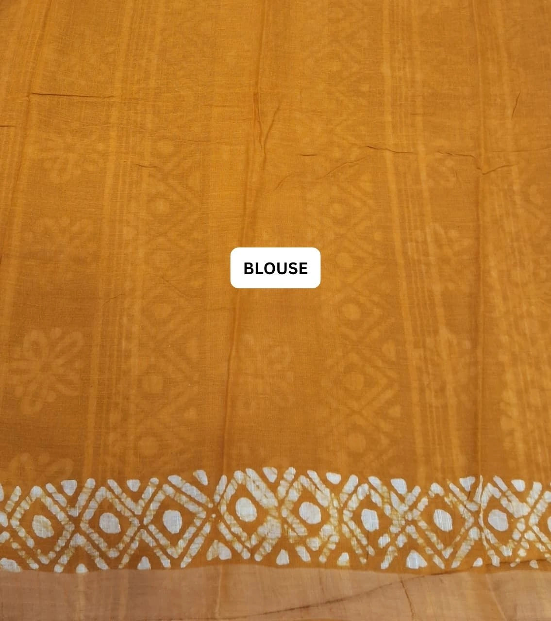 Mustard Yellow Linen Cotton Saree blouse