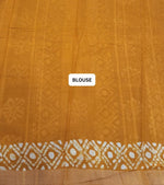 Mustard Yellow Linen Cotton Saree blouse
