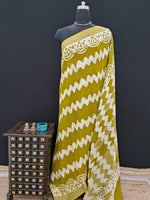 Olive Green Linen Cotton Saree
