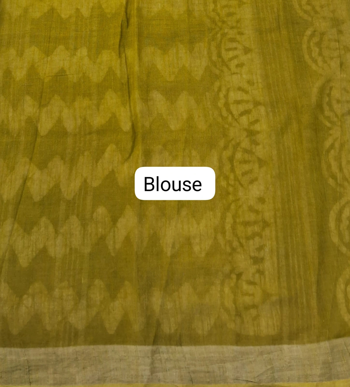 Olive Green Linen Cotton Saree Blouse