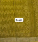 Olive Green Linen Cotton Saree Blouse