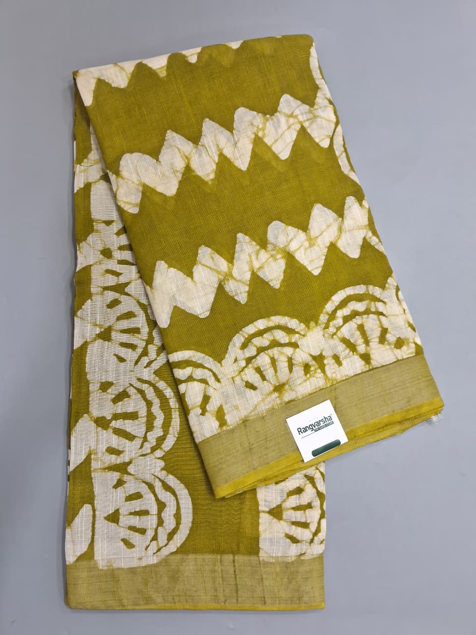Olive Green Linen Cotton Saree