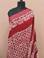 Red Linen Cotton Saree 