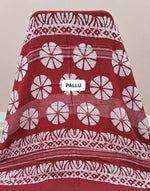 Red Linen Cotton Saree pallu