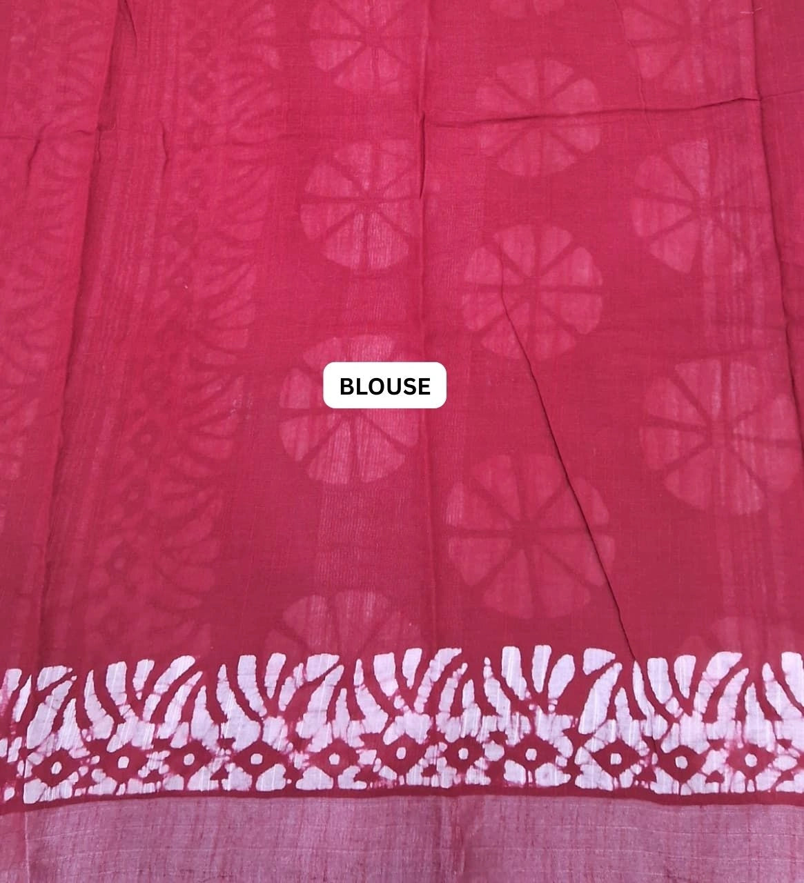 Red Linen Cotton Saree blouse