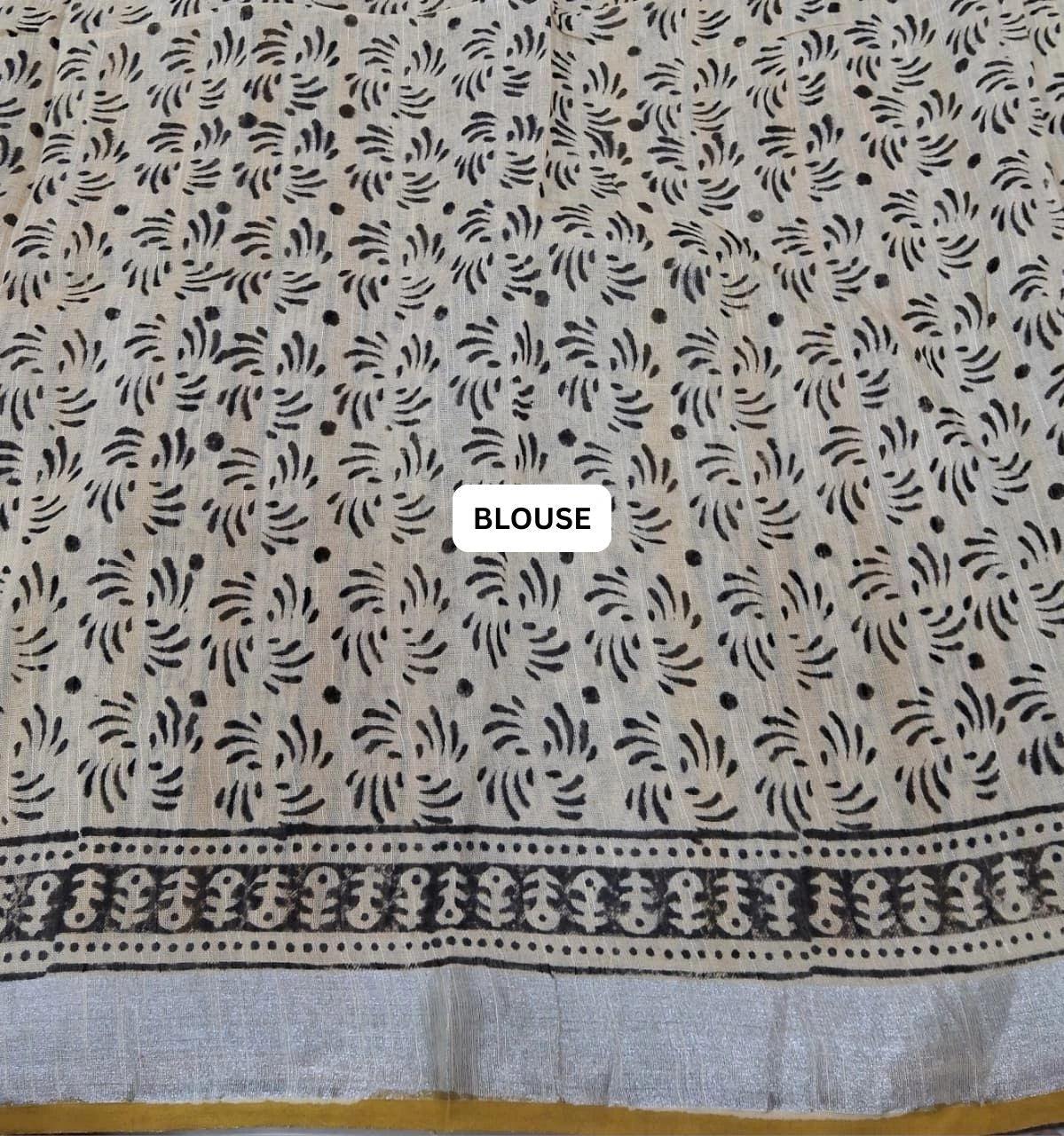 Beige Linen Cotton Saree blouse