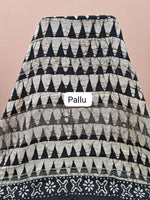 Black linen cotton saree pallu