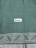 Green linen-cotton saree Blouse