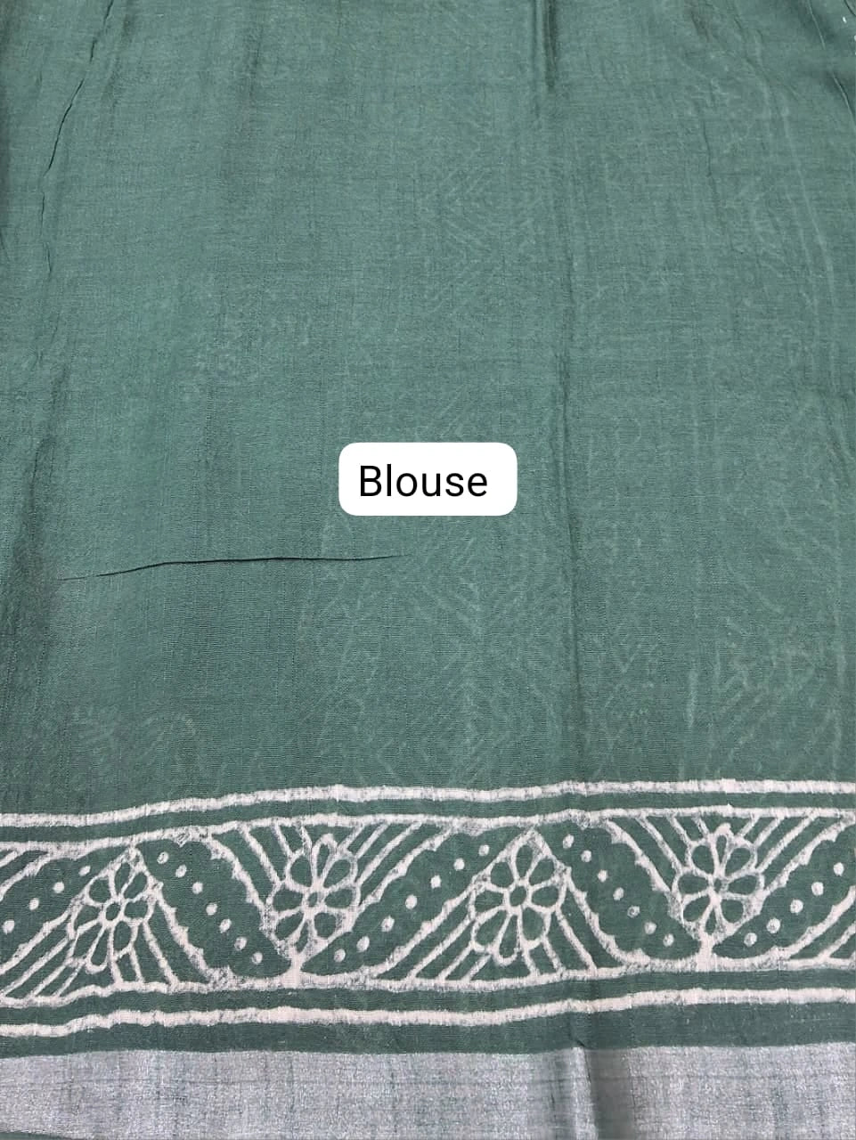 Green linen-cotton saree Blouse