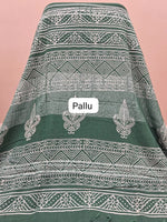 Green linen-cotton saree pallu