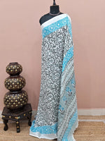 White linen-cotton saree