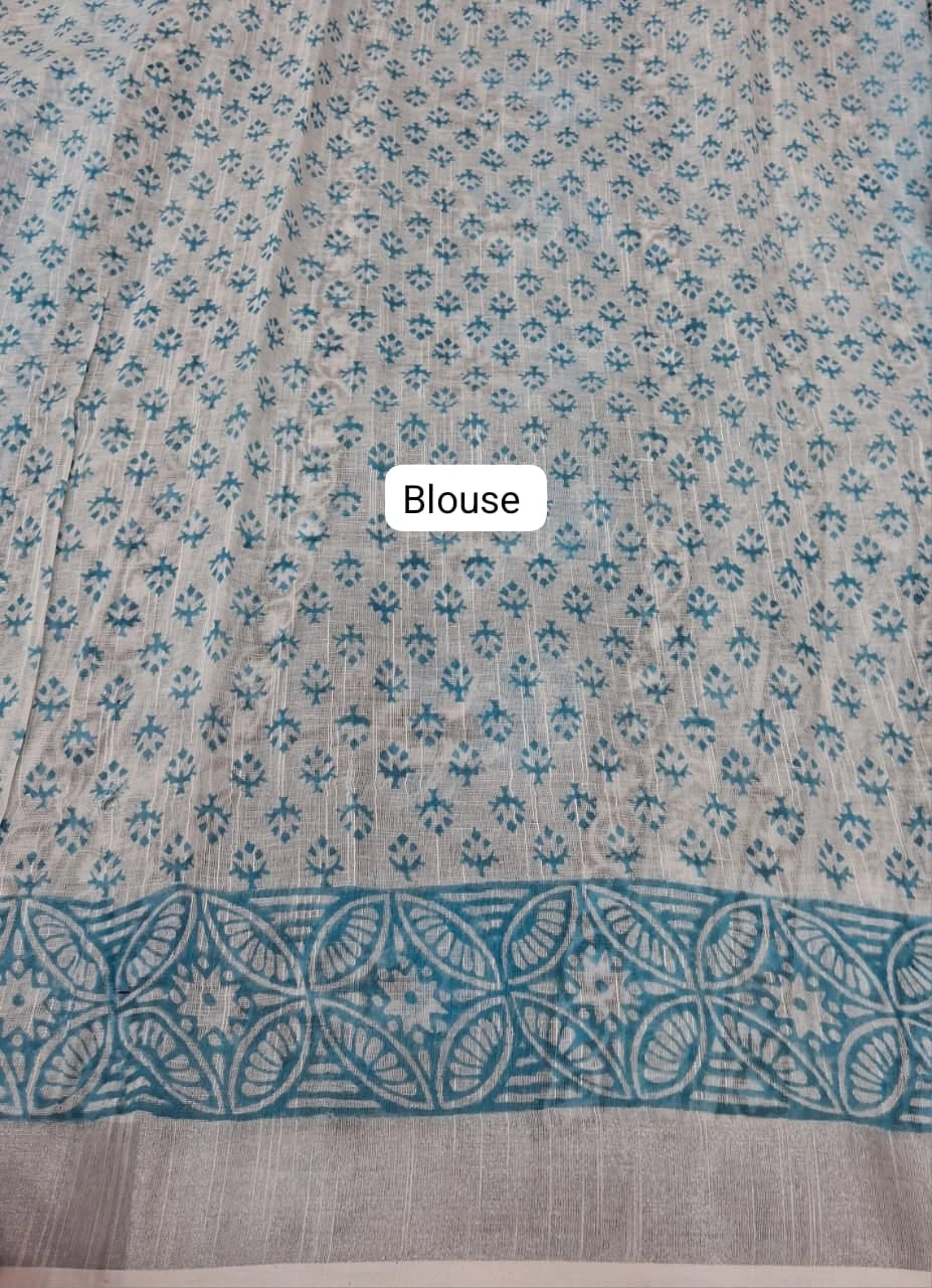 White linen-cotton saree Blouse