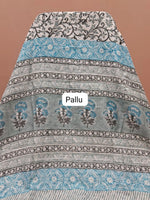 White linen-cotton saree Pallu