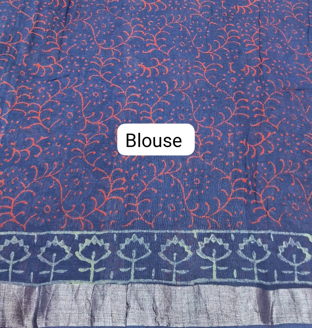 Blue linen-cotton saree Blouse