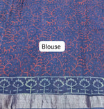 Blue linen-cotton saree Blouse