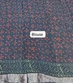 Bottle green linen-cotton saree Blouse