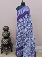 Purple linen-cotton saree