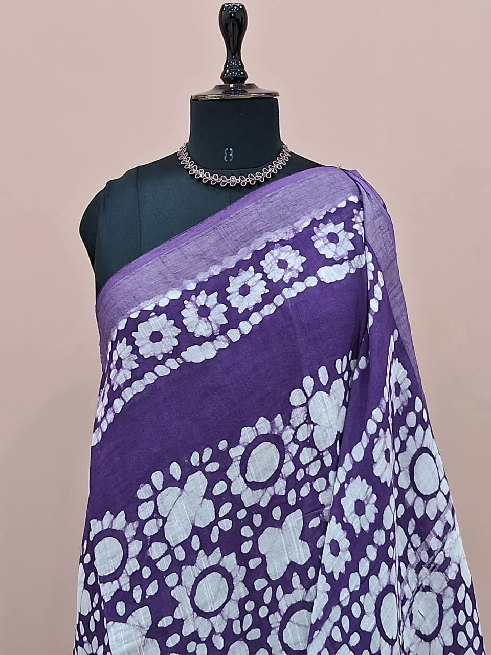 Purple linen-cotton saree 1