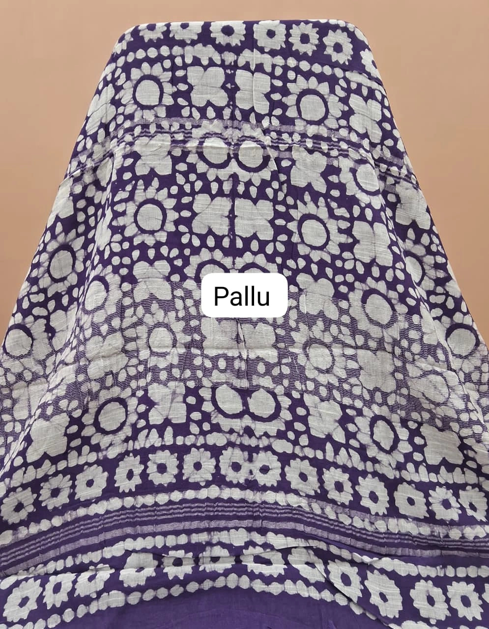 Purple linen-cotton saree pallu