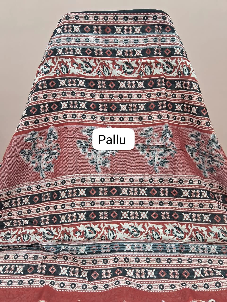 Black linen plain cotton saree pallu