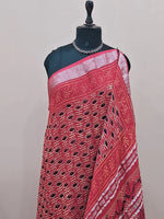Red Linen Cotton Saree 1
