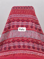 Red Linen Cotton Saree pallu