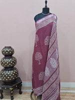 Dark Onion Pink Linen Cotton Saree