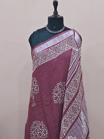 Dark Onion Pink Linen Cotton Saree 1