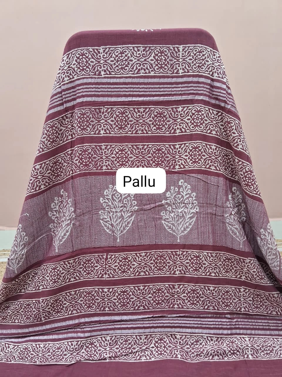 Dark Onion Pink Linen Cotton Saree Pallu