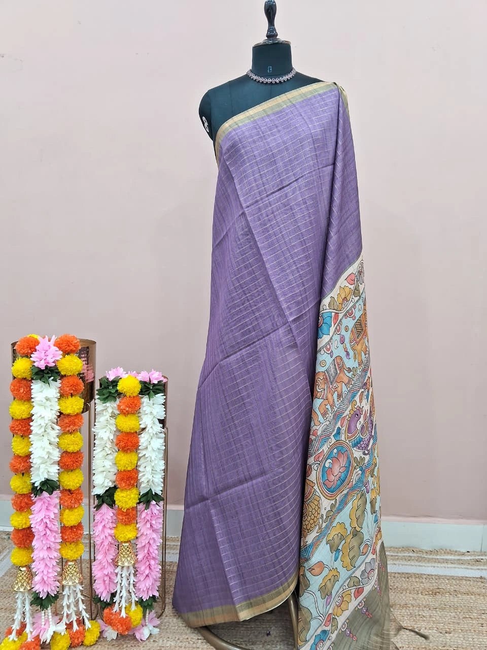 Lavender Linen Saree